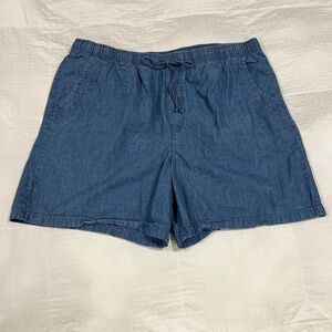 Plus Size Shorts Cotton Denim Pattern Elastic Waistband